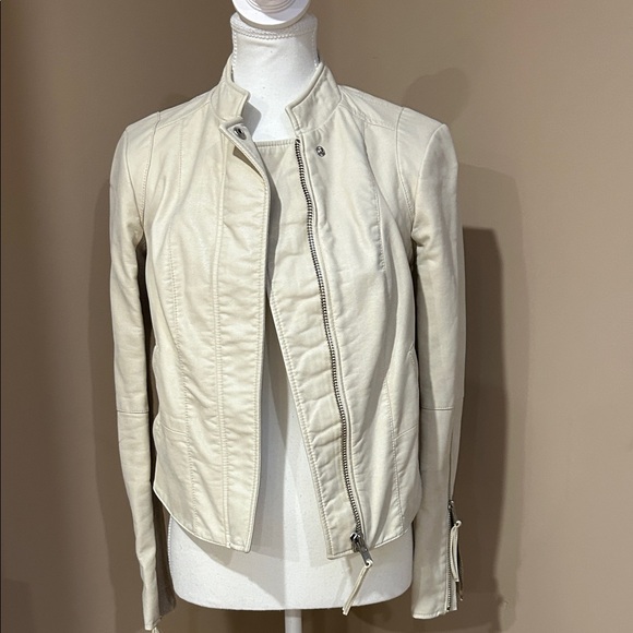 Free People Cream Vegan Leather Bomber Jacket - Picture 7 of 15